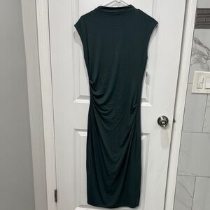 Midi Mock Neck Slate Gray/Green Sleeveless Dress